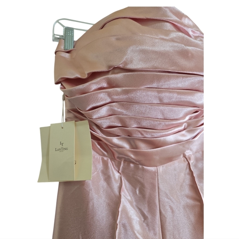 NWT LanTing Pink Satin Strapless Jumpsuit With Bowknot Back Medium Check Chart - Picture 6 of 12